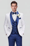 Completo da sposa da uomo con uno scialle a 3 pezzi con un solo bottone