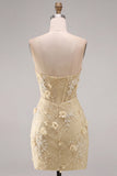 Perle di pizzo aderente senza spalline Corsetto floreale 3D trasparente Abito corto da homecoming