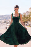 Corsetto verde scuro con pieghe a strappi spessi con spalline midi