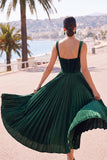 Corsetto verde scuro con pieghe a strappi spessi con spalline midi