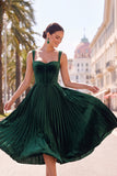 Corsetto verde scuro con pieghe a strappi spessi con spalline midi