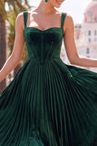 Corsetto verde scuro con pieghe a strappi spessi con spalline midi