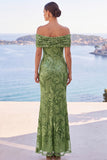 Abito Maxi a sirena con ricamo floreale dorato con paillettes dorate