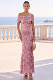 Abito Maxi a sirena con ricamo floreale dorato con paillettes dorate