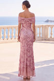 Abito Maxi a sirena con ricamo floreale dorato con paillettes dorate