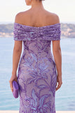 Abito Maxi a sirena con ricamo floreale dorato con paillettes dorate