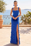 Vestito Maxi Corsetto Foeale 3D Blu Reale con Sherpe