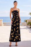 Vestito Maxi senza spalline a A-Line nero dorato
