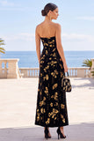 Vestito Maxi senza spalline a A-Line nero dorato