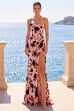 Corsetto rosa rosso con spalline rassegnata Maxi con fessura