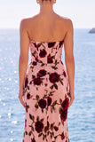 Corsetto rosa rosso con spalline rassegnata Maxi con fessura