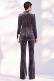 Pantaloni da bavero con punte di velluto nero Abiti formali da donna