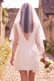 Abito da sposa corto da sposa 3D a V-Neck bianco