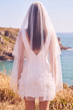 Abito da sposa corto da sposa 3D a V-Neck bianco