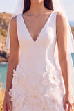Abito da sposa corto da sposa 3D a V-Neck bianco