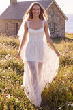 Abito da sposa bianco Corset Sweetheart Maxi Elopement con pizzo