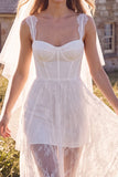 Abito da sposa bianco Corset Sweetheart Maxi Elopement con pizzo