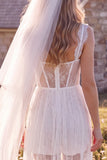 Abito da sposa bianco Corset Sweetheart Maxi Elopement con pizzo