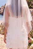 Abito da sposa mini elopement bianco a V-neck con fiore 3D