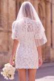 Abito da sposa a sposa Mini Elopement Floreale Sheath Swing Swing Swing