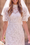 Abito da sposa a sposa Mini Elopement Floreale Sheath Swing Swing Swing