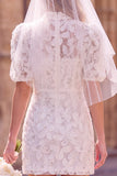 Abito da sposa a sposa Mini Elopement Floreale Sheath Swing Swing Swing