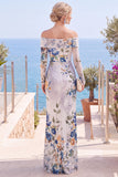 Vestito formale a fessura floreale rosa rosso senza spalline con fessura