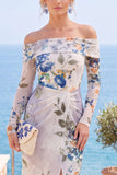 Vestito formale a fessura floreale rosa rosso senza spalline con fessura