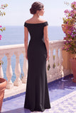 Champagne Paillettes maniche a cappello sirena abito lungo elegante con fessura
