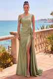 Abito elegante lungo da sirena asimmetrica e arricciata blu navy con nastro laterale
