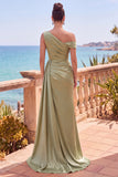 Abito elegante lungo da sirena asimmetrica e arricciata blu navy con nastro laterale