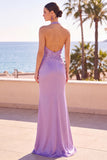 Blush con scollo a capezza paillettes ricamato con perline e arricci abito lungo da sirena