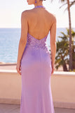 Blush con scollo a capezza paillettes ricamato con perline e arricci abito lungo da sirena