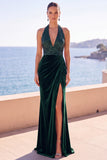 Velluto borgogna con scollo a capezza paillettes sirena arricciata Abito lungo da corte con fessura laterale
