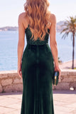 Velluto Borgogna Paillettes scollo a capezza guaina arricciata abito formale lungo con fessura