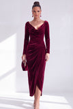 Abito Madre della Sposa Ader Verde Scuro con scollo a V e maniche lunghe