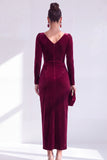 Abito Madre della Sposa Ader Verde Scuro con scollo a V e maniche lunghe