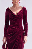 Abito Madre della Sposa Ader Verde Scuro con scollo a V e maniche lunghe