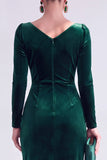 Abito Madre della Sposa Ader Verde Scuro con scollo a V e maniche lunghe