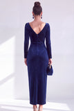 Abito Madre della Sposa Ader Verde Scuro con scollo a V e maniche lunghe