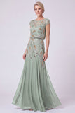 Abito Mother Of The Bride A-Line Lung con perline blu navy