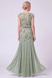 Abito Mother Of The Bride A-Line Lung con perline blu navy