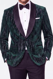 Abiti da uomo in velluto di velluto verde scuro con paillettes