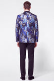 Completi da cerimonia da a 2 pezzi neri blu Jacquard Peak con bavero