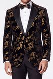 Vestiti da cerimonia da Jacquard con petto singolo dorati neri