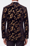 Vestiti da cerimonia da Jacquard con petto singolo dorati neri