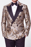 Tailleur da cerimonia da Jacquard Peak doppiopetto a due pezzi neri argento