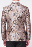 Tailleur da cerimonia da Jacquard Peak doppiopetto a due pezzi neri argento