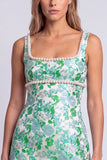 Abito Mini cocktail Bodycon con scollo quadrato in perle floreali azzurre chiaro con fessura