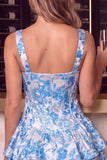 Corsetto a A-Line con scollo quadrato a scollo a scatte con fiori rossi e mini abito di ritorno a casa